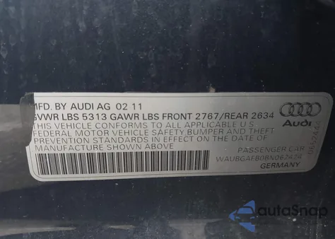 2011 Audi A6 3.0 Premium из США, поврежденный, VIN WAUBGAFB0BN062424